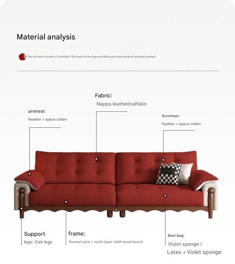 Retro Wooden Leather Sofa