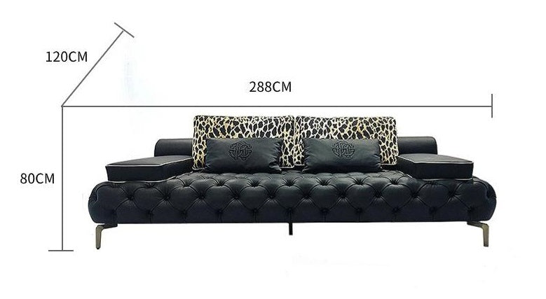 Luxury Tufted Leather Pull ButtonSofa