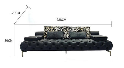 Luxury Tufted Leather Pull ButtonSofa