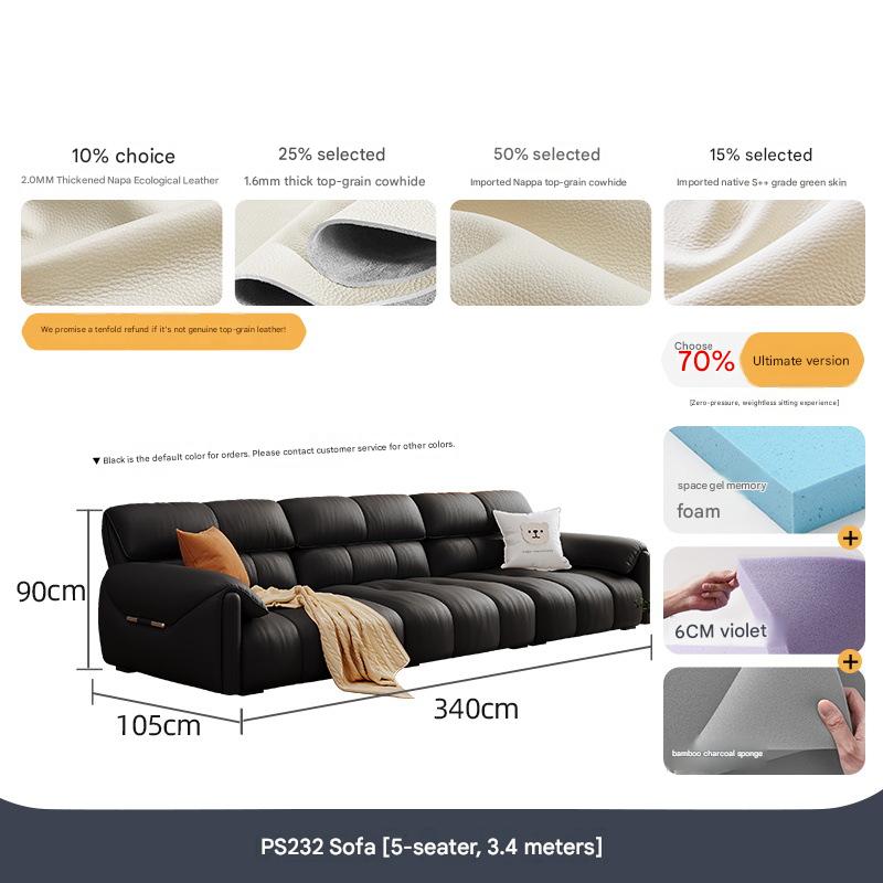 French Retro Leather Sofa