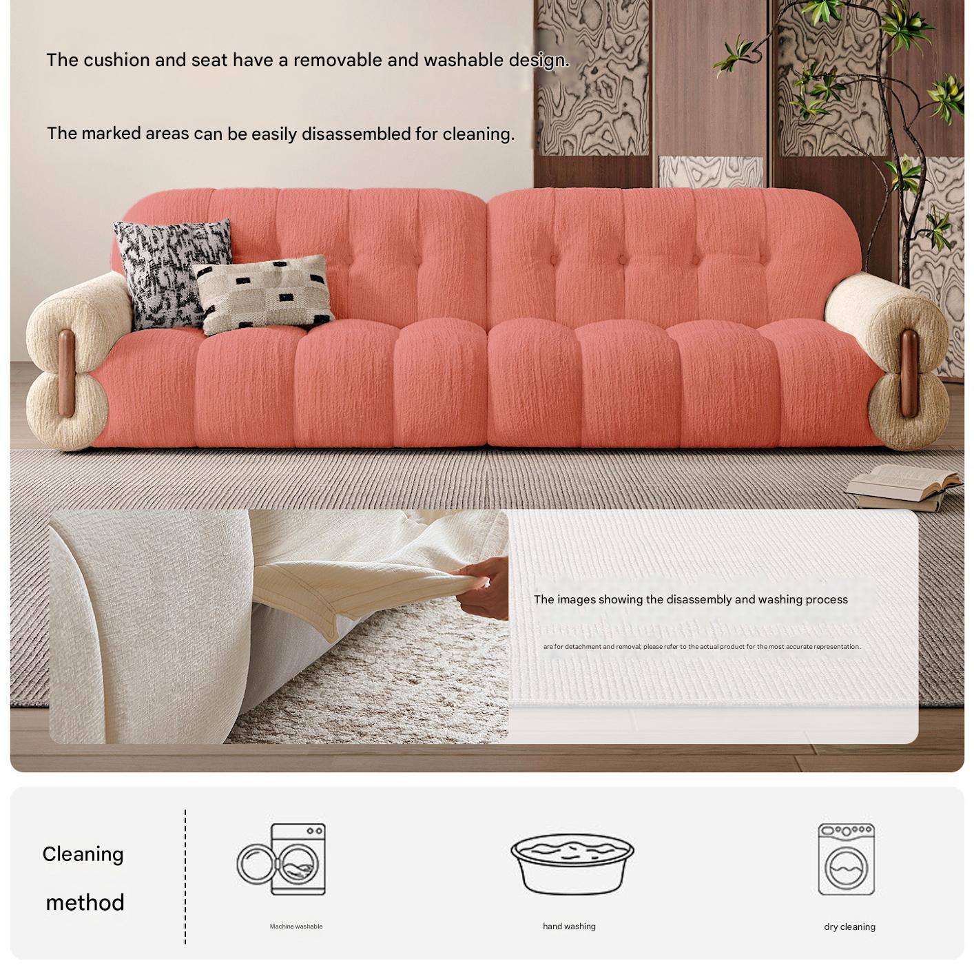 Retro Chenille Fabric Sofa with Adjustable Depth