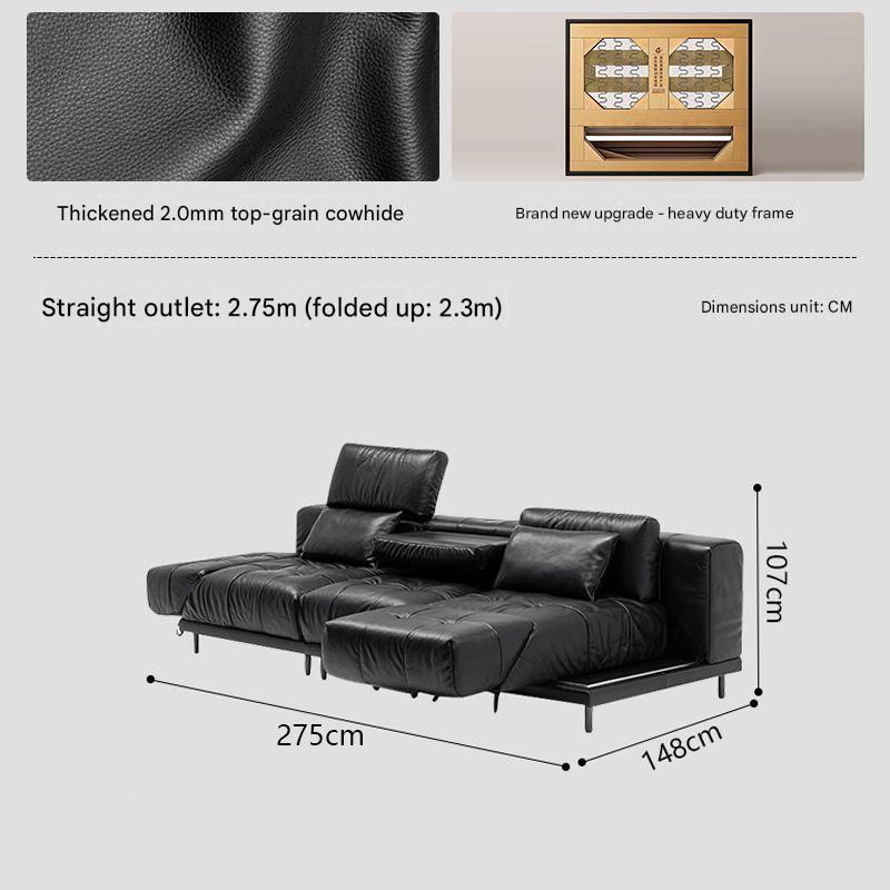 Modern Leather Lounge Sofa With Adjustable Backrest