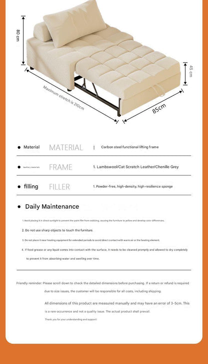 Multifunctional Folding Lambswool Sofa Bed