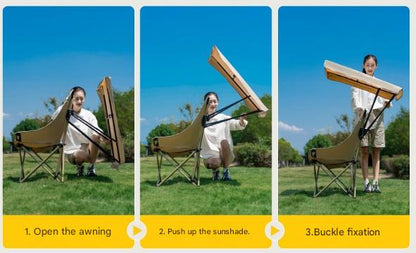Outdoor Folding Chair with Umbrella Canopy