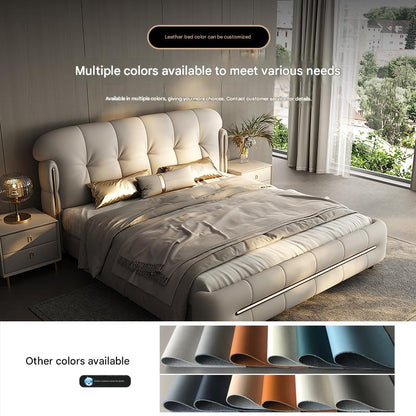 Modern Light Luxury Leather Double Bed with Soft Headboard