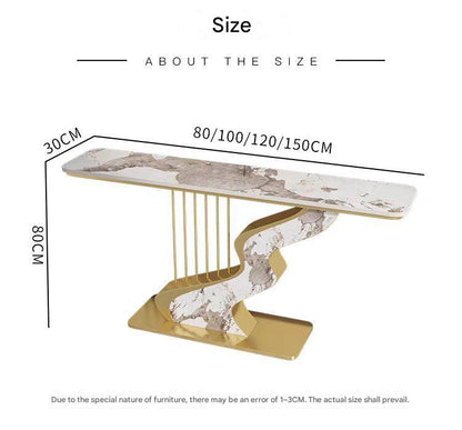 Luxury Rock Slab Foyer Table with Artistic Base