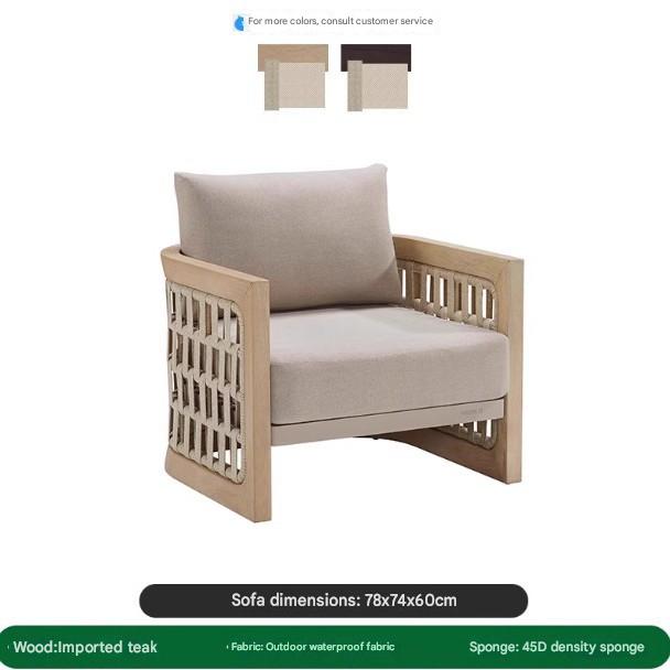 Luxury Outdoor Wooden Rattan Sofa Set with Table