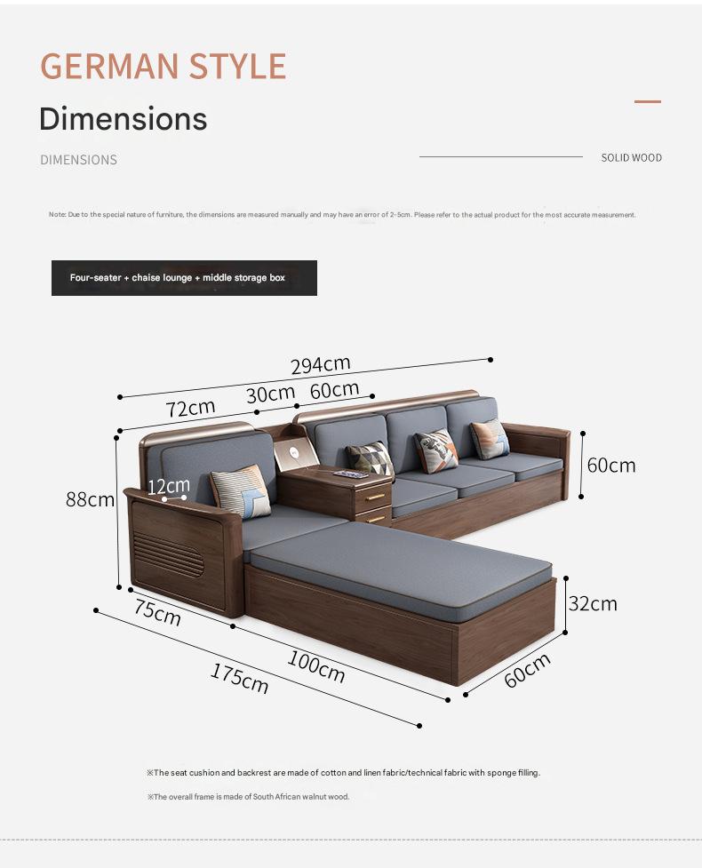 Luxury Modern Wooden L Shape Sofa with Storage Cabinet