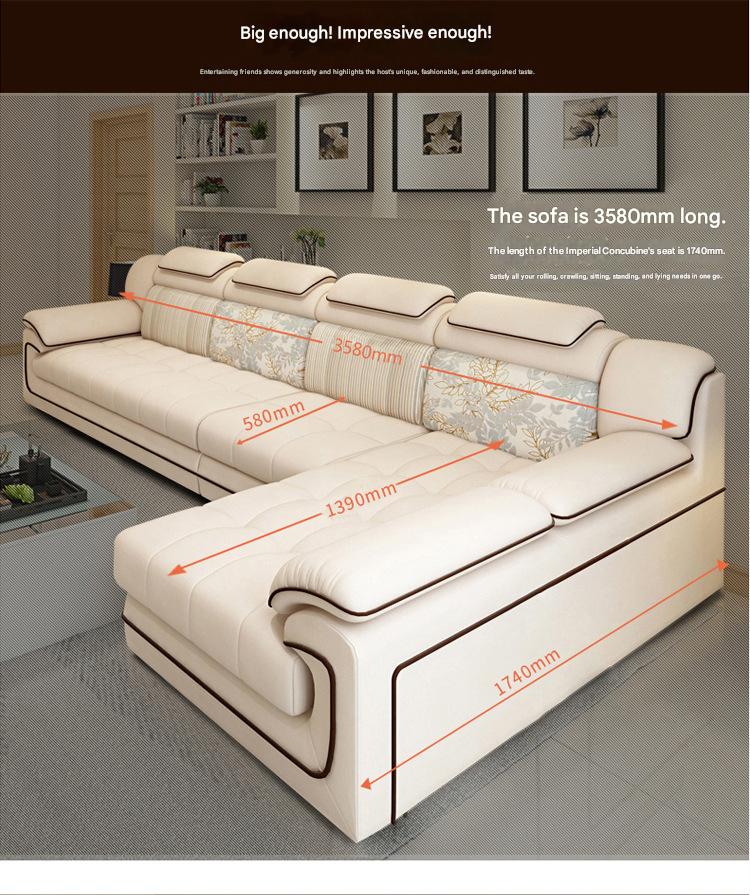 Modern L-Shaped Fabric Sectional Sofa With Adjustable Headrests