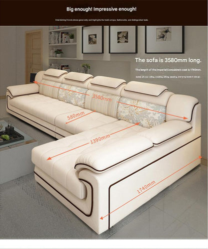 Modern L-Shaped Fabric Sectional Sofa With Adjustable Headrests