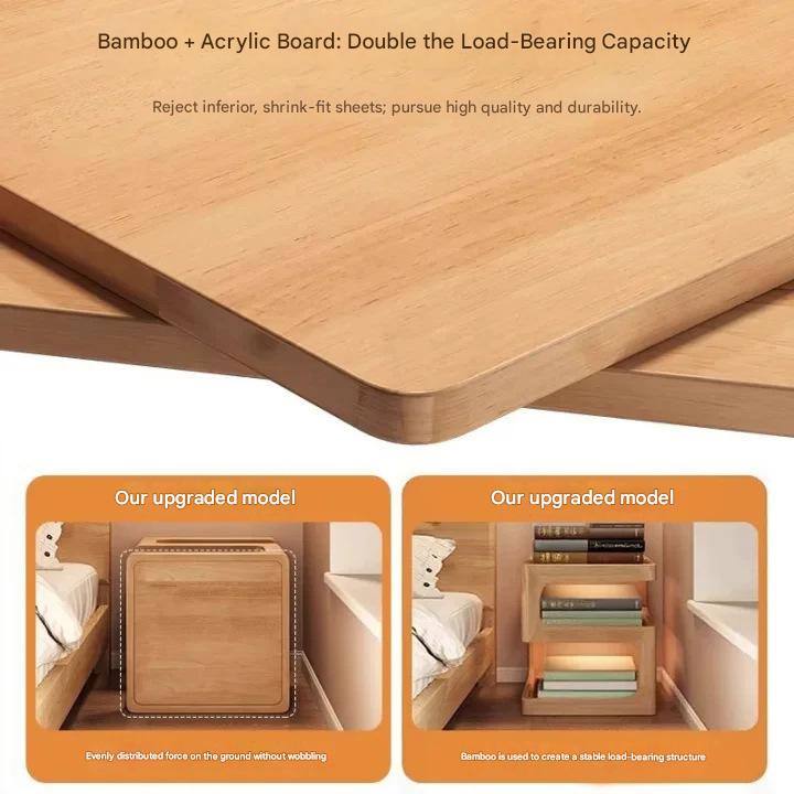 Modern Wooden Bedside Table With Wheels