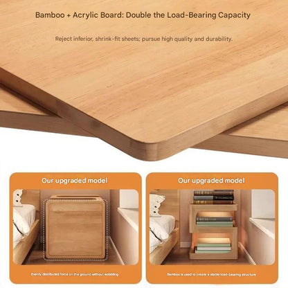Modern Wooden Bedside Table With Wheels