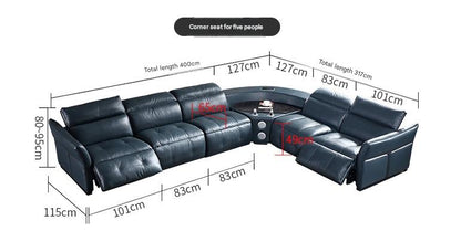 Luxury L-Shape Electric Reclining Sofa with Storage Console