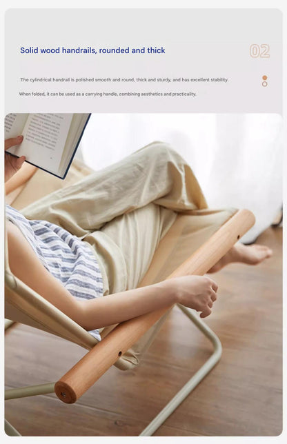 Modern Folding Lounge Chair with Wooden Armrests