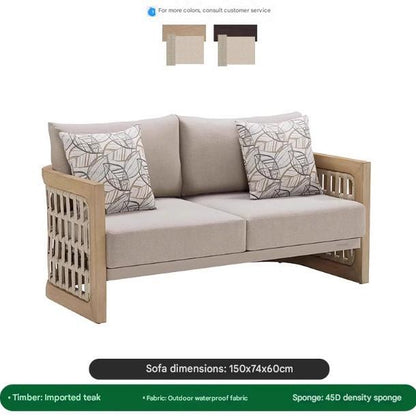 Luxury Outdoor Wooden Rattan Sofa Set with Table