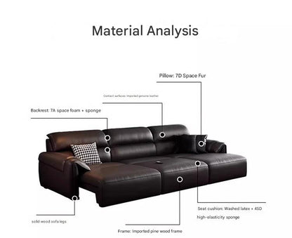 Italian MultiFunctional Retractable Cowhide Electric Leather Sofa