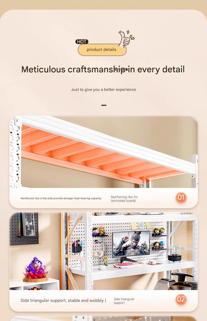 Modern Multi Layer Computer Desk with Storage Shelves