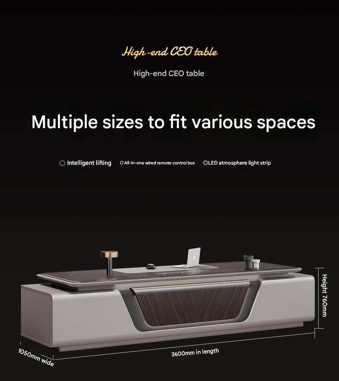 Luxury Executive Office Desk with LED Lighting