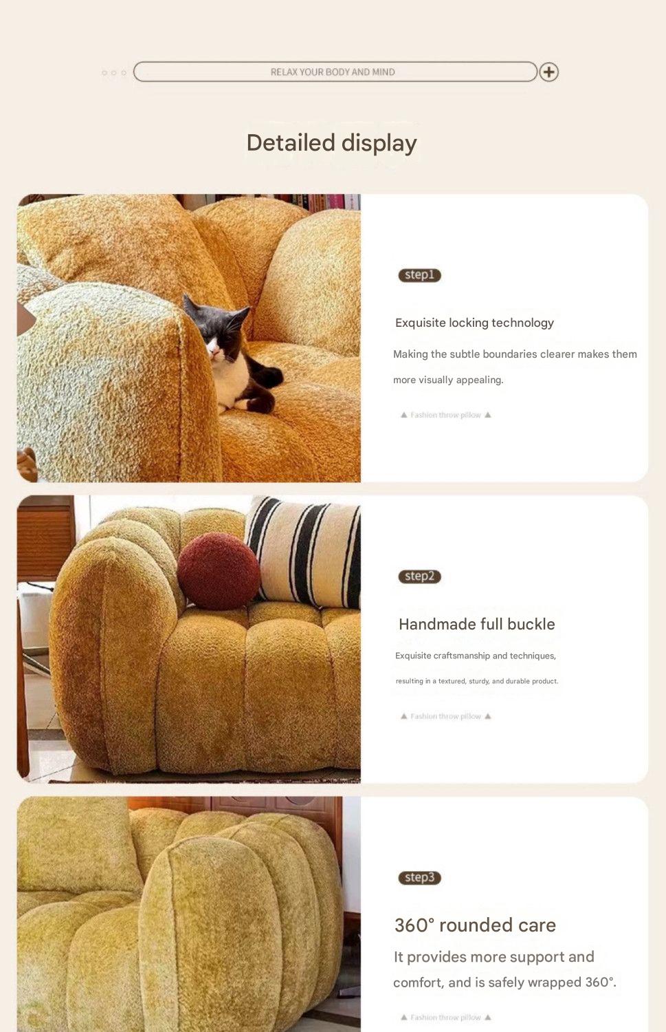 French Retro Pumpkin Lounge Sofa