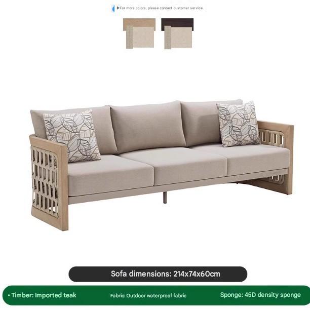 Luxury Outdoor Wooden Rattan Sofa Set with Table