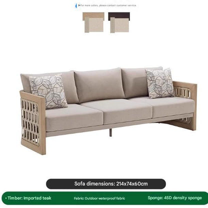 Luxury Outdoor Wooden Rattan Sofa Set with Table