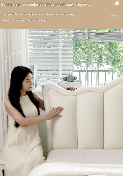 Luxury Leather Double Bed with Tufted Headboard and Storage