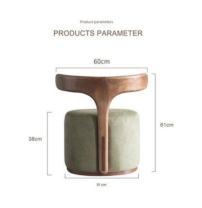 Modern Scandinavian Wooden Stool with Backrest
