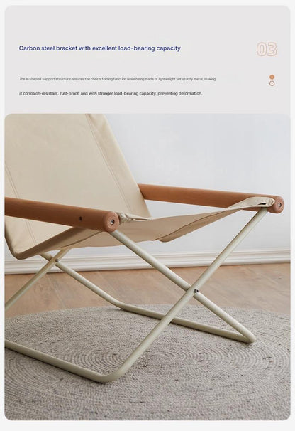 Modern Folding Lounge Chair with Wooden Armrests