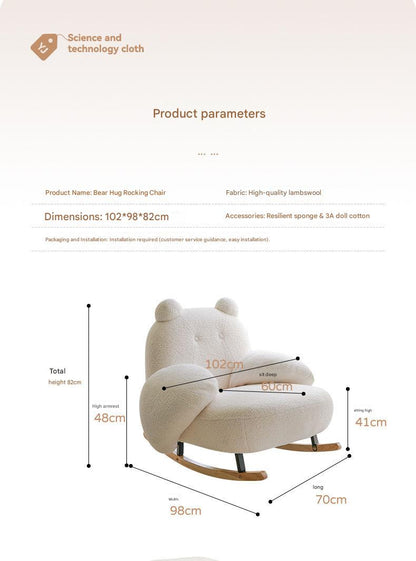 Luxury Teddy Bear Rocking Chair with Adjustable Backrest