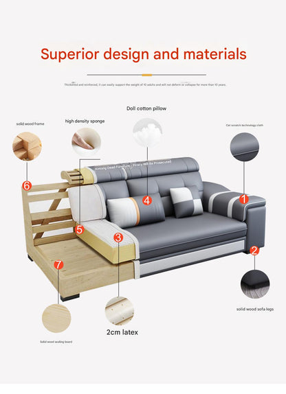Modern Multifunctional U-Shaped Leather Sofa Set