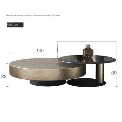 Italian Luxury Round Coffee Table with Side Table