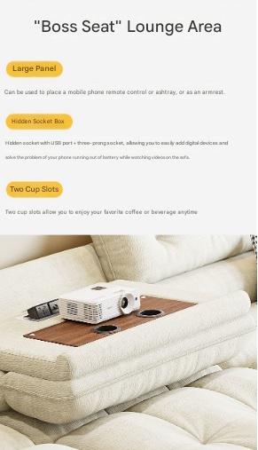 Modern Electric Chenille Lounge Sofa With Phone Holder