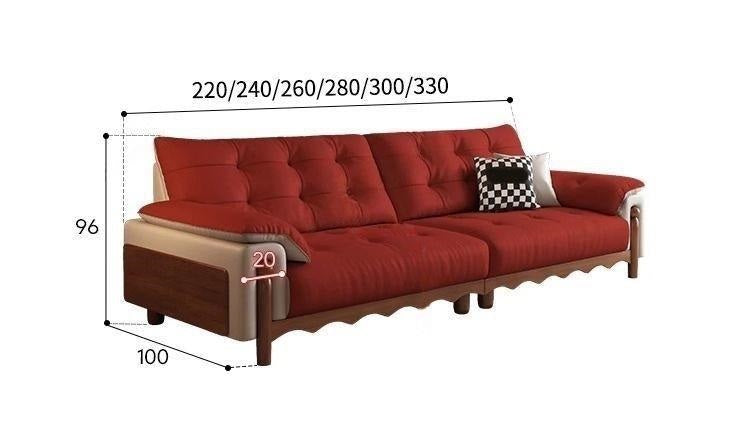 Retro Wooden Leather Sofa