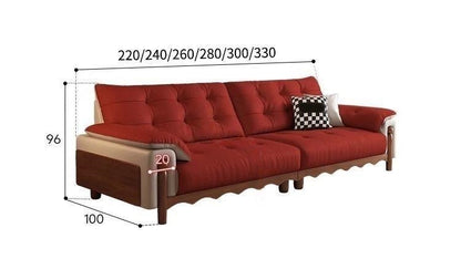 Retro Wooden Leather Sofa