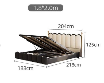 Modern Leather Double Bed with Curved Headboard