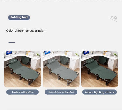 Portable Leisure Folding Bed With Head Support Pillow And Adjustable Reclining Backrest