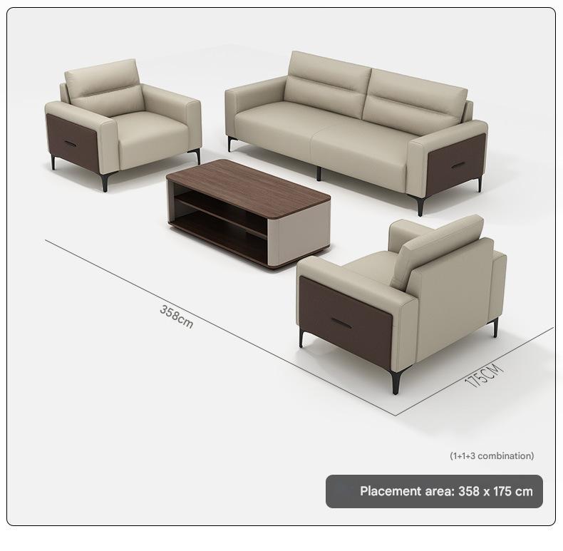 Luxury Leather Sofa Set With Coffee Table
