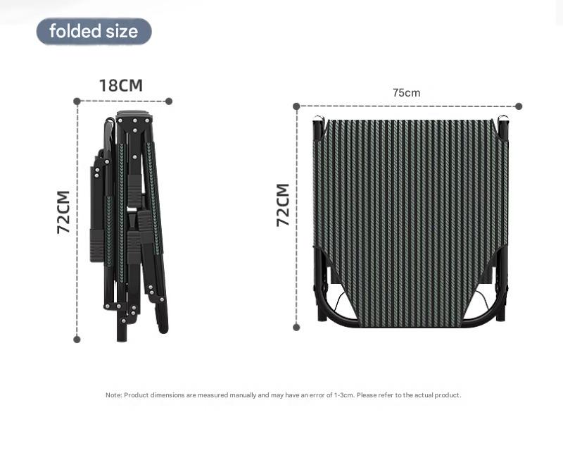 Portable Leisure Folding Bed With Head Support Pillow And Adjustable Reclining Backrest