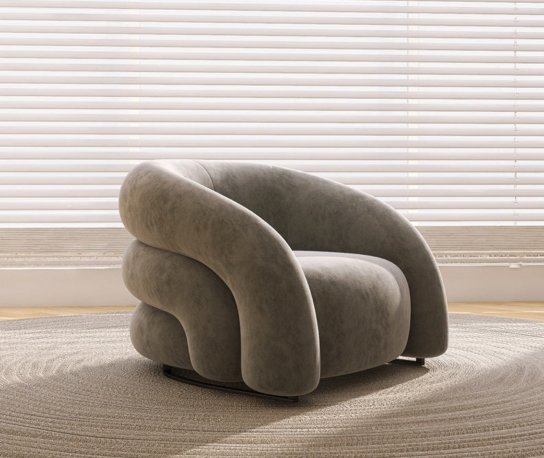 Modern Velvet Accent Chair with Sculptural Curved Design