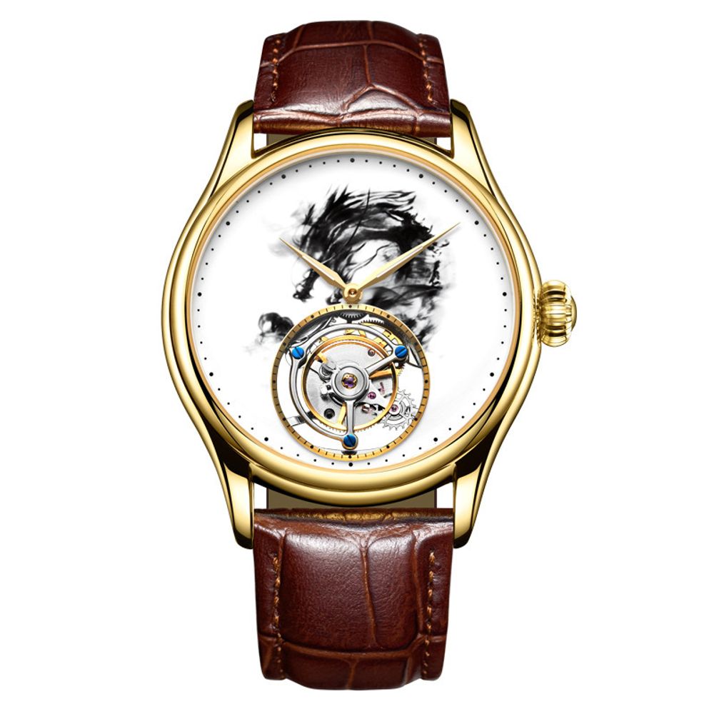AESOP Tourbillon Ink Painting Mechanical Waterproof Men's Watch