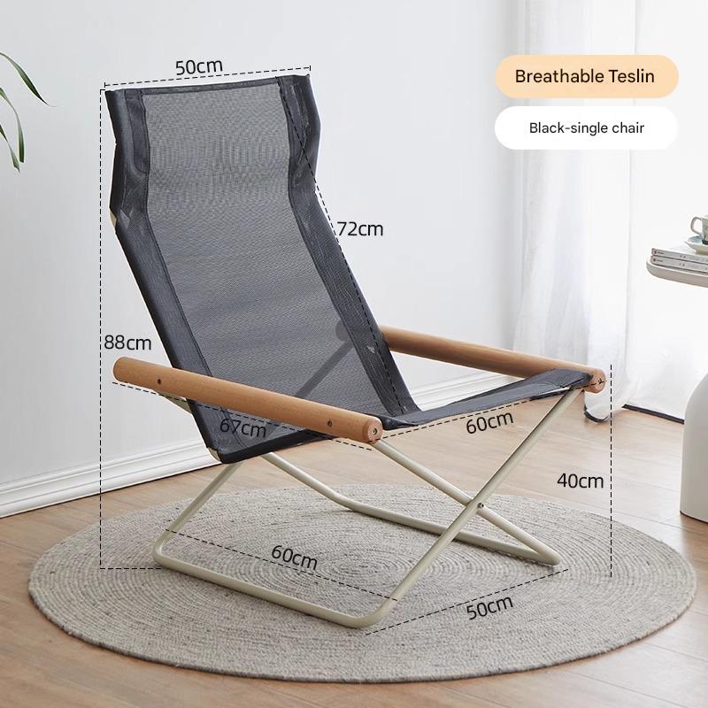Modern Folding Lounge Chair with Wooden Armrests