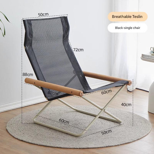Modern Folding Lounge Chair with Wooden Armrests
