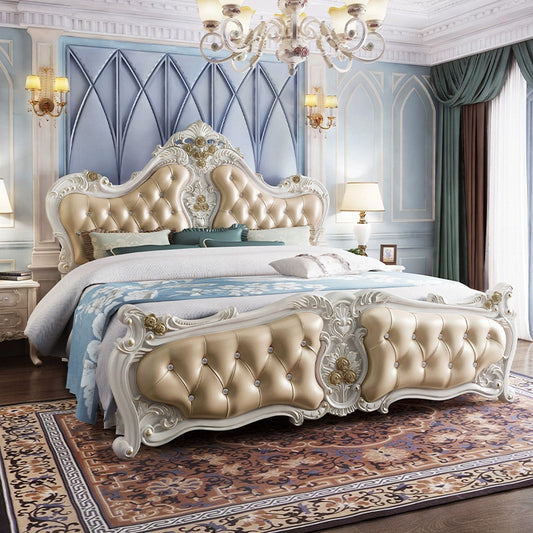 Luxury European French Wood Princess Double Bed