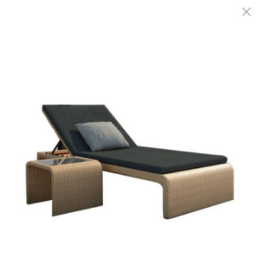 Outdoor Rattan Sun Lounger with Adjustable Backrest And Side Table