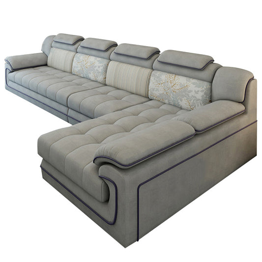 Modern L-Shaped Fabric Sectional Sofa With Adjustable Headrests