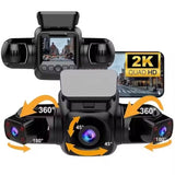 2K Full HD 2-Inch Four Lens Recording Car Dash Cam 128G