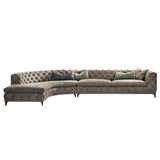 Modern Tufted Pull Buckle Arc Velvet Corner Sectional Sofa Set