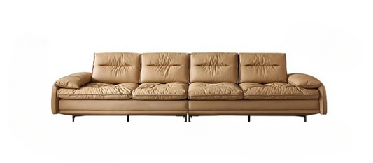 Luxury Adjustable Backrest caramel Toast Top Layer Leather Sofa