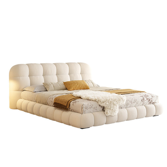 Modern Upholstered Platform Bed with Tufted Headboard