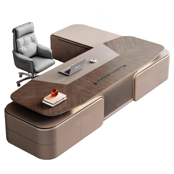 Luxury L-Shaped Office Desk With Chair